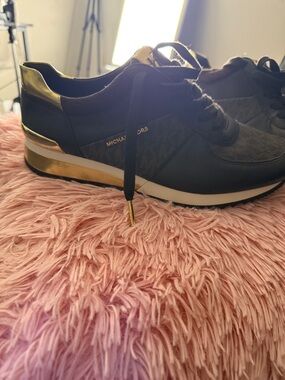 Michael Kors Black Sneakers with Gold Trim